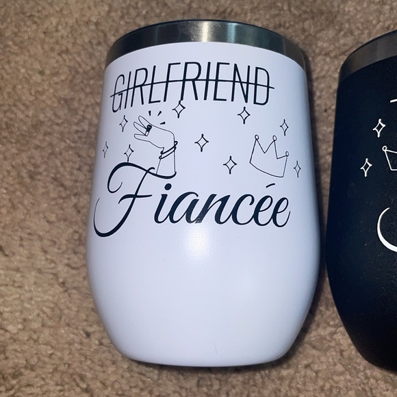 Fiancée and Fiancé Wine Tumblers Black and White wedding assessors relationship - Picture 3 of 5